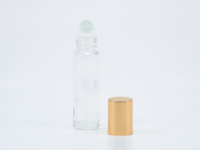 Roll-on golyós üvegcse, áttetsző, matt, 10 ml, arany kupak -  - 3