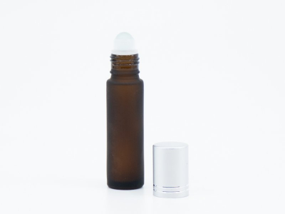 Rutulinis buteliukas 10 ml – rudas matinis, sidabrinis dangtelis -  - 2