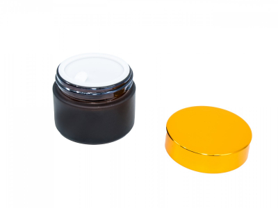 Borcan din sticlă maro, 50 g, capac auriu -  - 2