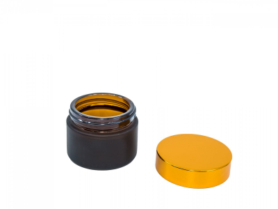 Borcan din sticlă maro, 50 g, capac auriu -  - 3