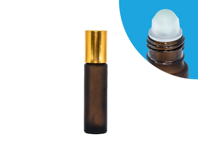 BEWIT Roll-on fľaštička hnedá matná, 10 ml, zlatý uzáver