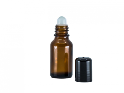 Staklena roll-on kuglica za boce GL 18 s crnim plastičnim čepom, viša -  - 5