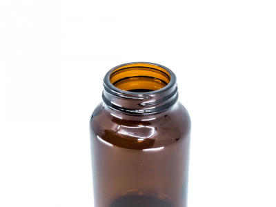 Buteliukas 200 ml – stiklinis, rudas, blizgus, platus kaklelis -  - 2