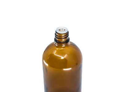 Flacon 100 ml - sticlă maro lucioasă, pipetă, capac negru -  - 2