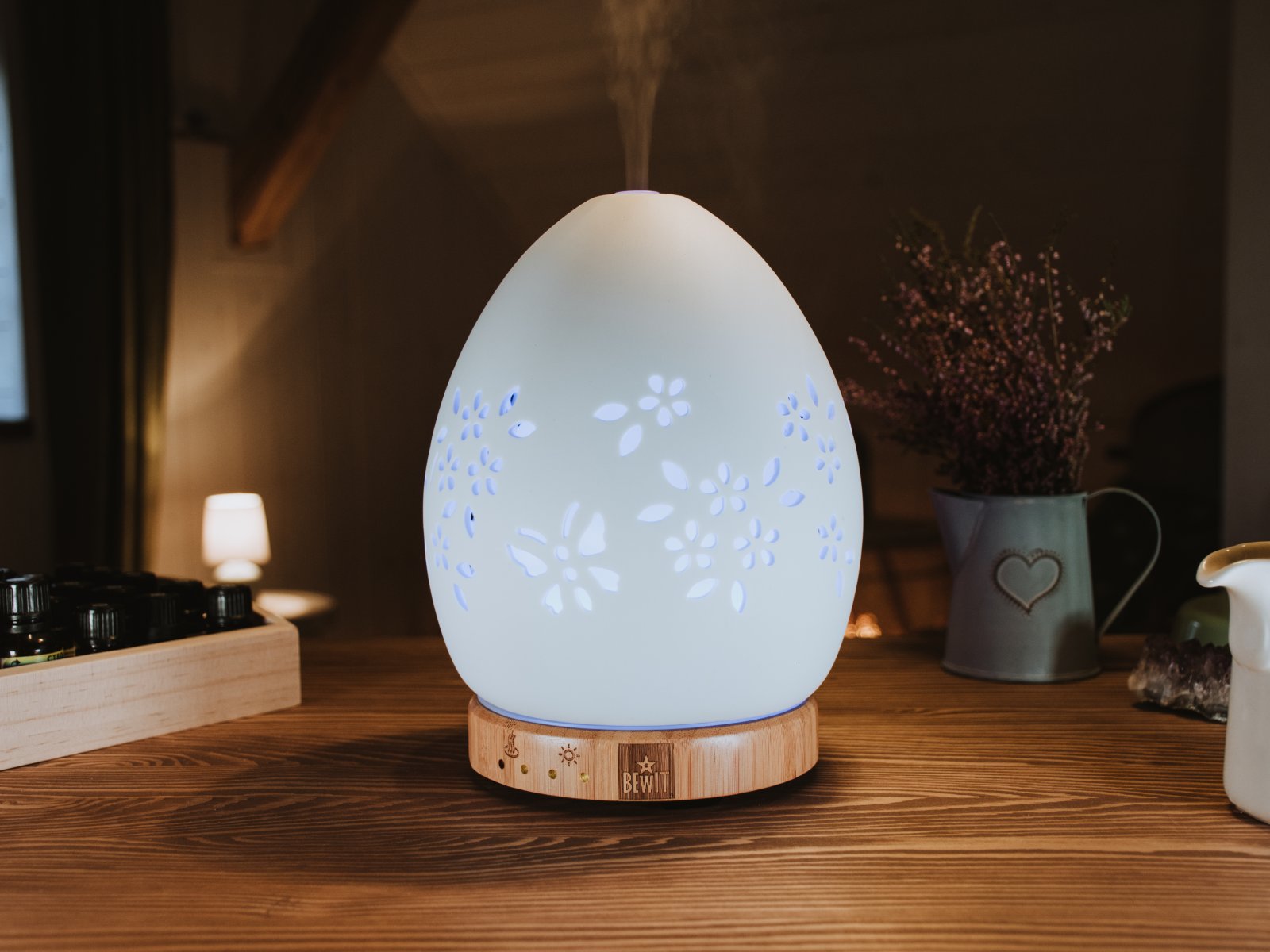 BEWIT Aroma diffuser EGG butterflies, bamboo - Ultrasonic diffuser - 6