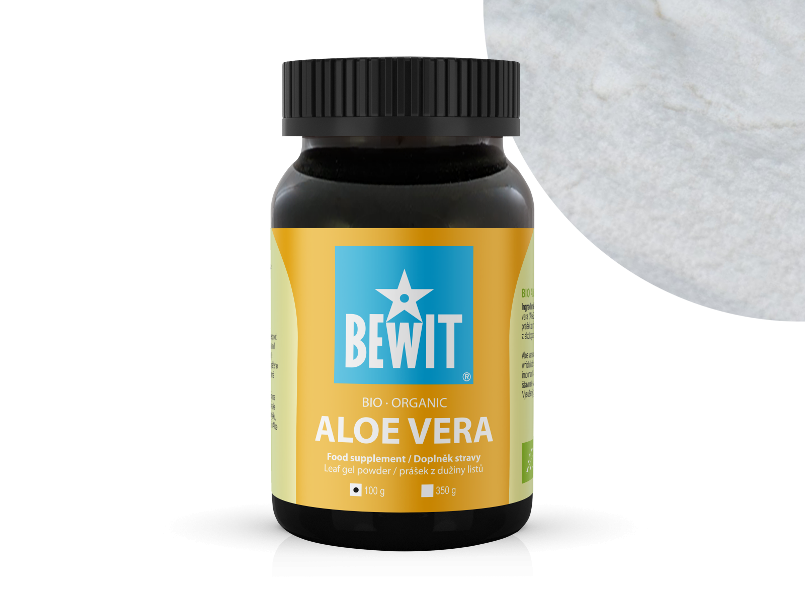 BEWIT Aloe vera BIO - Aloe Vera, sproszkowany miąższ aloesowy, suplement diety