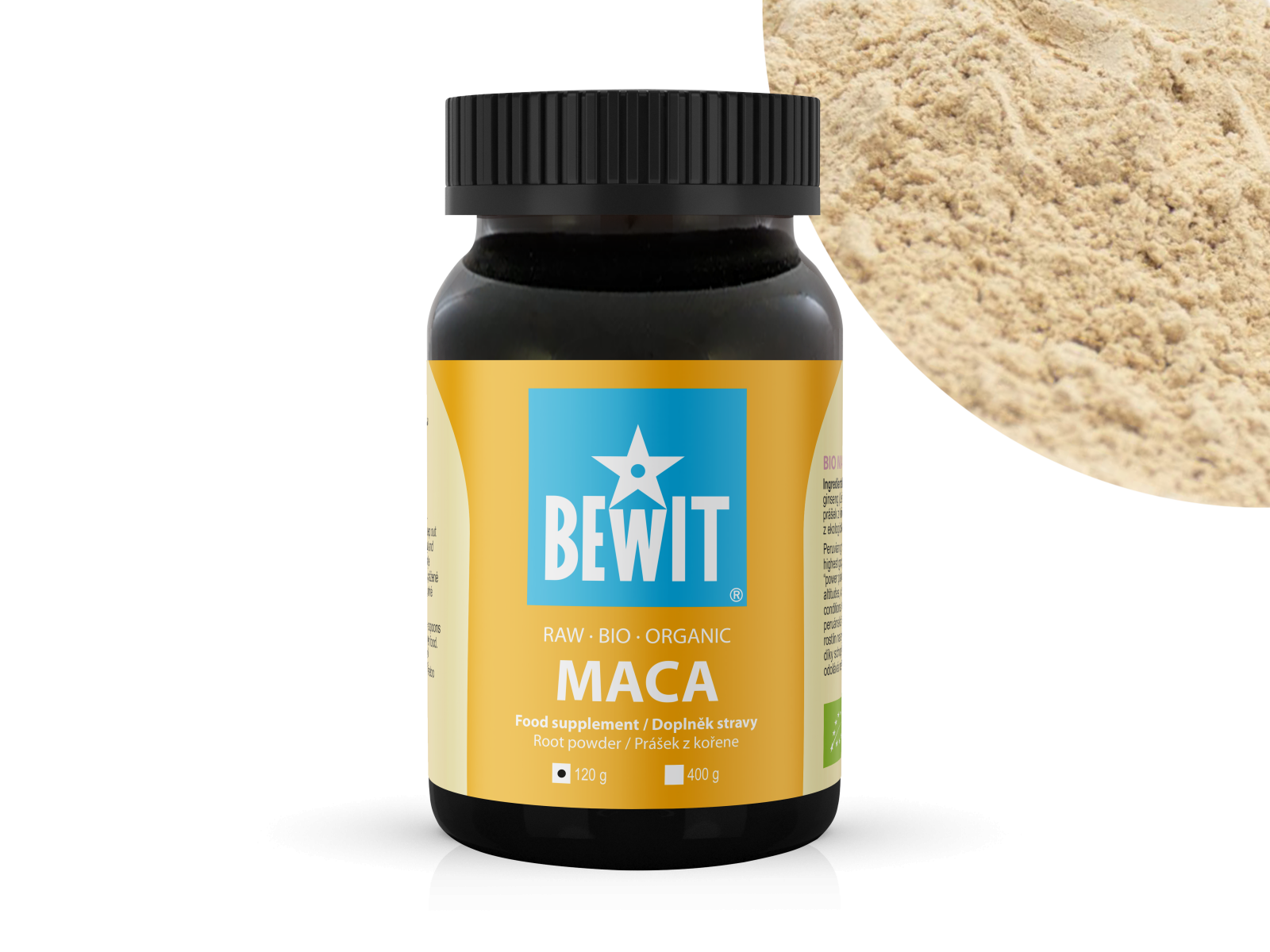 BEWIT BIO RAW MACA - Maca peruánská, prášek z kořene, doplněk stravy