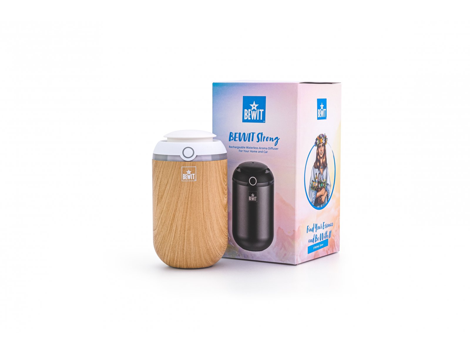 BEWIT® Aroma Diffusor wasserlos STRONG, helles Holz