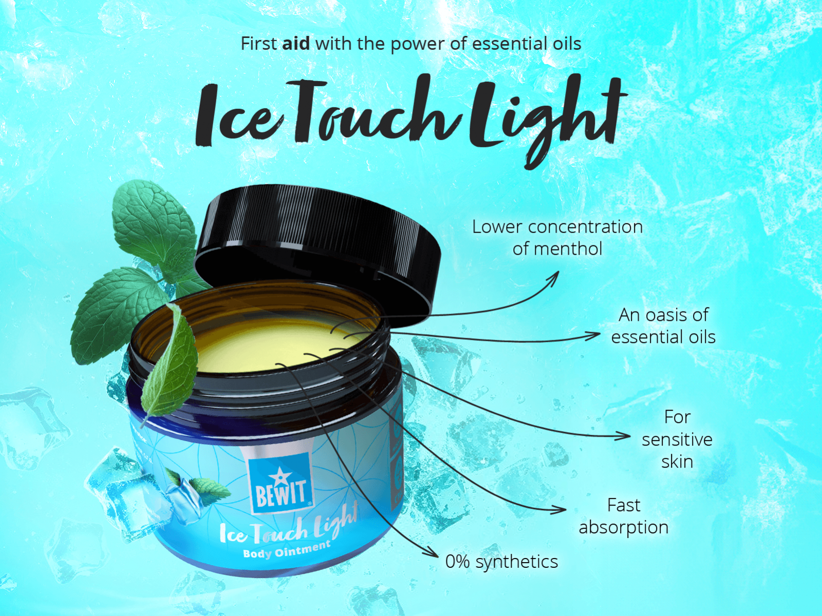 BEWIT Ice And Fire, Light - Discounted package of gentle cooling and gentle energising ointment - 3