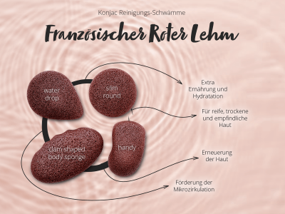 Konjac Schwamm französischer roter Lehm - Kosmetisches Zubehör - 5