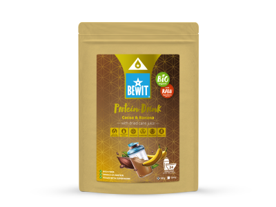 BEWIT Boisson protéinée, cacao avec banane, avec jus de canne séché, BIO