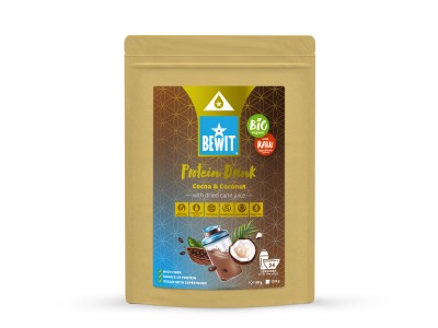 BEWIT Boisson protéinée, cacao avec noix de coco, avec jus de canne séché, BIO