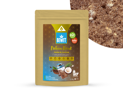 BEWIT Proteinový nápoj kakao s kokosem se sušenou třtinovou šťávou, BIO