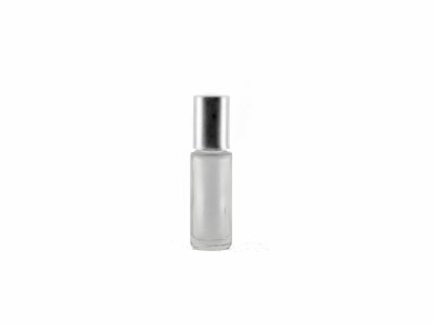 Flacon roll-on verre clair, 5 ml, bouchon argenté