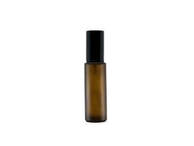 Lahvička 50 ml - skleněná, hnědá matná, černá pumpička, černý vršek -  - 2