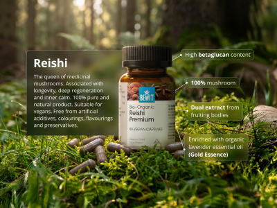 Reishi Premium, Organic (≥ 30% Beta-Glucans) - Food supplement. Dual extract of organic reishi fruiting bodies. - 5