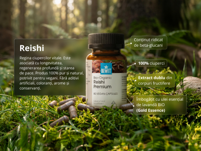 Reishi Premium, BIO (≥ 30 % beta-glucani) - Supliment alimentar. Extract dual din corpul fructifer al ciupercii Reishi, de calitate BIO. - 5