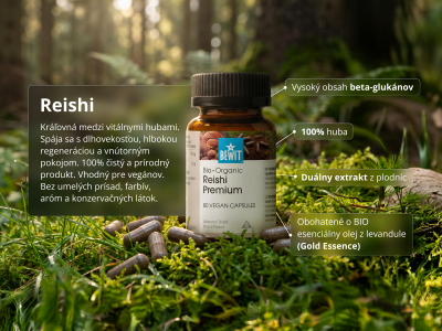 Reishi Premium, BIO (≥ 30 % betaglukánov) - Výživový doplnok. Duálny extrakt z plodníc reishi v BIO kvalite. - 4