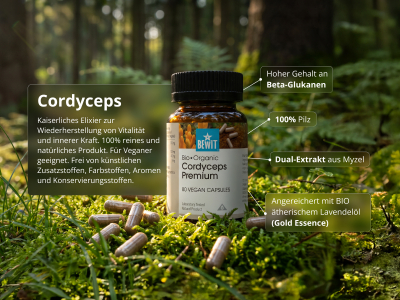 Cordyceps Premium, BIO (≥30% Beta-Glucane) - Nahrungsergänzungsmittel. Dualextrakt aus Cordyceps sinensis Myzel in Bio-Qualität. - 5