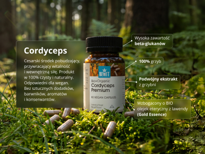 Cordyceps Premium, BIO (≥30% beta-glukanów) - Suplement diety. Podwójny ekstrakt z grzybni Cordyceps sinensis w jakości BIO. - 5