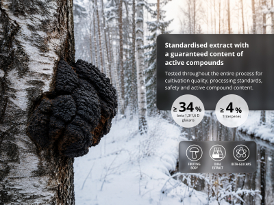 Chaga Premium, Organic ( ≥34% BetaGlucans) - Food supplement. Dual extract from the sclerotium of Chaga (Inonotus obliquus) in organic quality. - 5