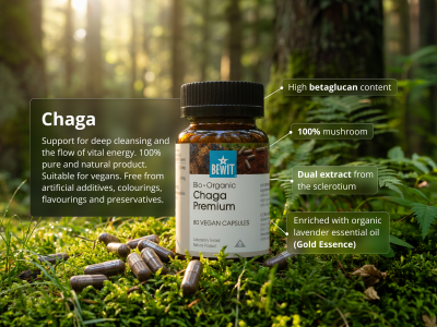 Chaga Premium, Organic ( ≥34% BetaGlucans) - Food supplement. Dual extract from the sclerotium of Chaga (Inonotus obliquus) in organic quality. - 4