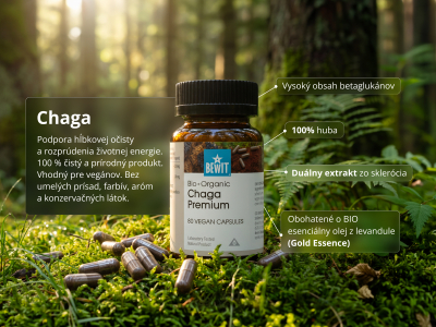 Chaga premium, BIO (≥34% betaglukánov) - Výživový doplnok. Duálny extrakt zo sklerócia ryšavca šikmého v BIO kvalite. - 4