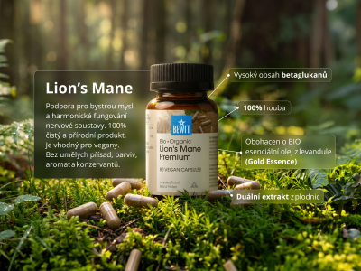 Lion´s Mane Premium, BIO (≥30 % betaglukanů) - Doplněk stravy. Duální extrakt z plodnic Lion´s mane v BIO kvalitě. - 4