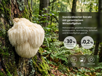 Lion´s Mane Premium, BIO (≥30 % BetaGlucane) - Nahrungsergänzungsmittel. Dualextrakt aus Fruchtkörpern des Lion's Mane in Bio-Qualität. - 4