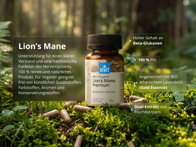 Lion´s Mane Premium, BIO (≥30 % BetaGlucane) - Nahrungsergänzungsmittel. Dualextrakt aus Fruchtkörpern des Lion's Mane in Bio-Qualität. - 5