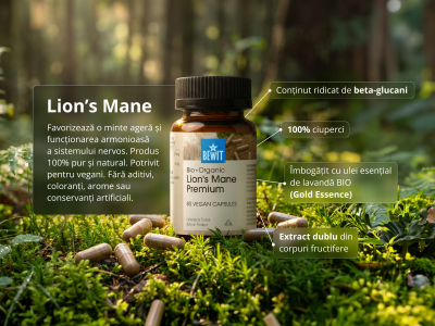 Lion´s Mane Premium, BIO (≥30 % betaglucani) - Supliment alimentar. Extract dual din corpul fructifer al ciupercii Lion's Mane, de calitate BIO. - 5