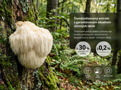 Lion´s Mane Premium, BIO (≥30 % betaglukánov) - Výživový doplnok. Duálny extrakt z plodníc Lion´s mane v BIO kvalite. - 5