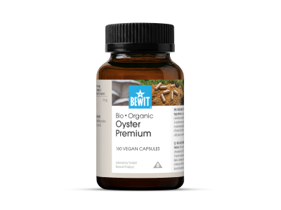 Oyster Premium, BIO (≥ 35 % betaglukánov) - Výživový doplnok. Duálny extrakt z plodníc oyster v BIO kvalite - 2