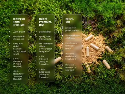 Reishi Premium, BIO (≥ 30 % betaglukanů) - Doplněk stravy. Duální extrakt z plodnic reishi v BIO kvalitě. - 6