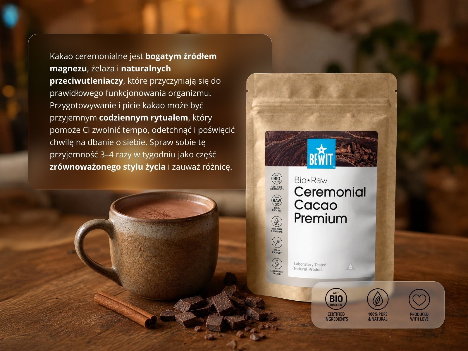 Kakao ceremonialne Premium, BIO RAW - 200 g