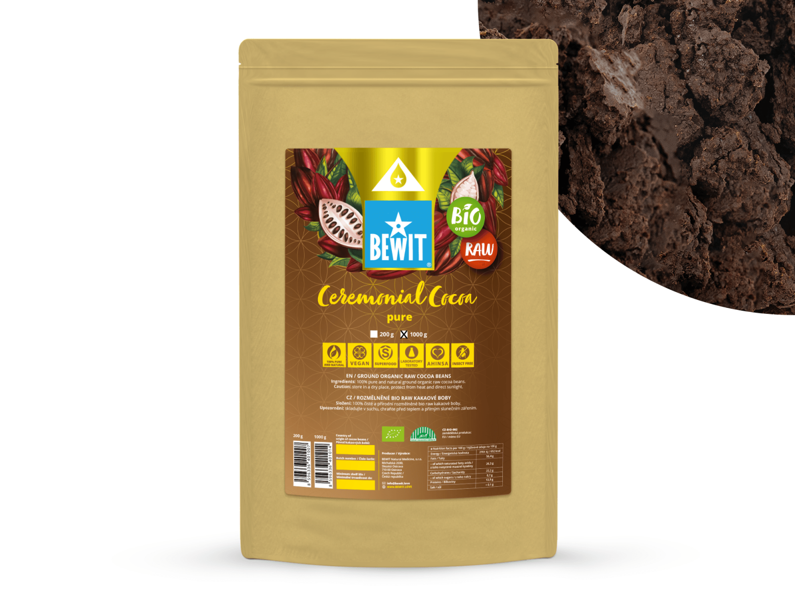 BEWIT Ceremonial Cocoa Pure Organic RAW - Organic coconut flesh extract. - 2