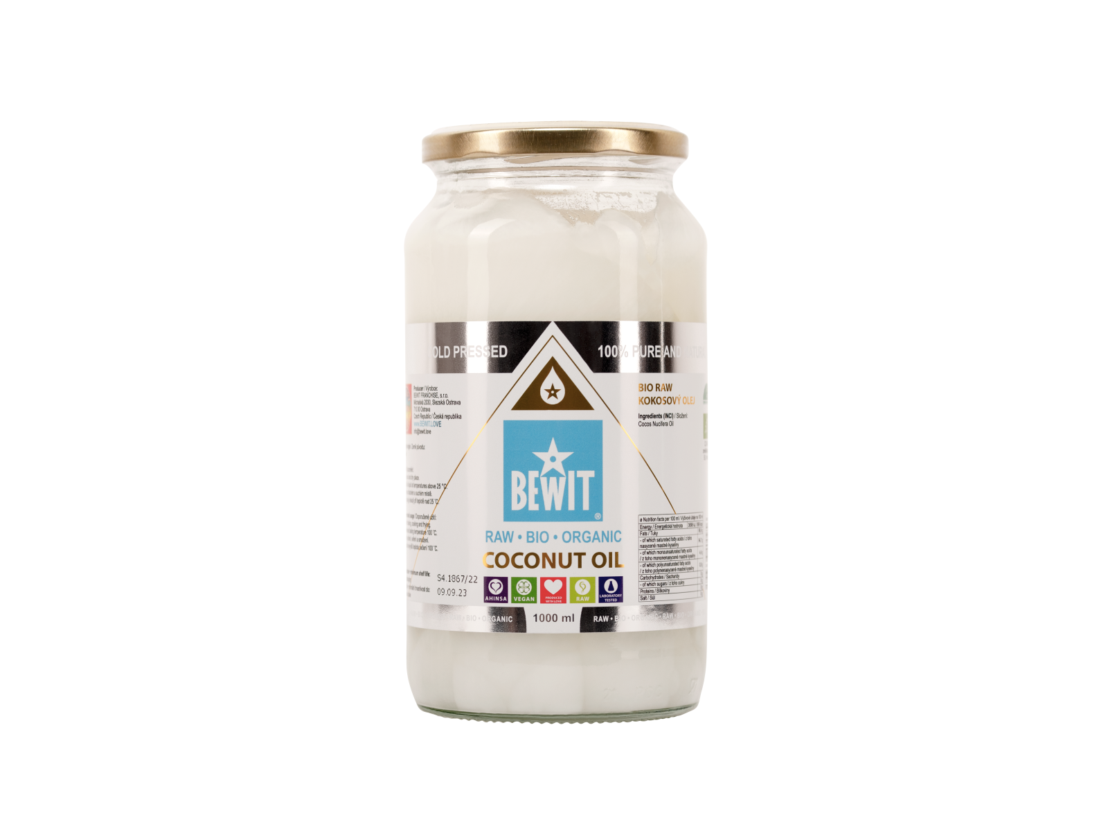 BEWIT Kokosový olej BIO - 100% čistý a přírodní rostlinný olej
