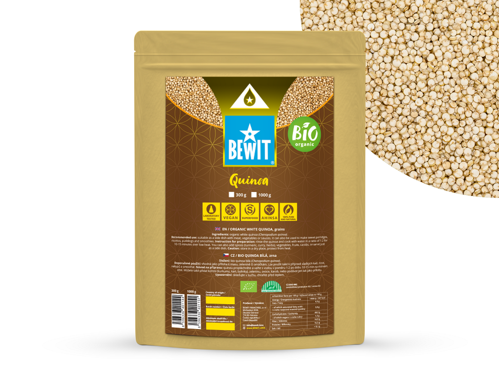 BEWIT Organic white quinoa, grains - Superfood