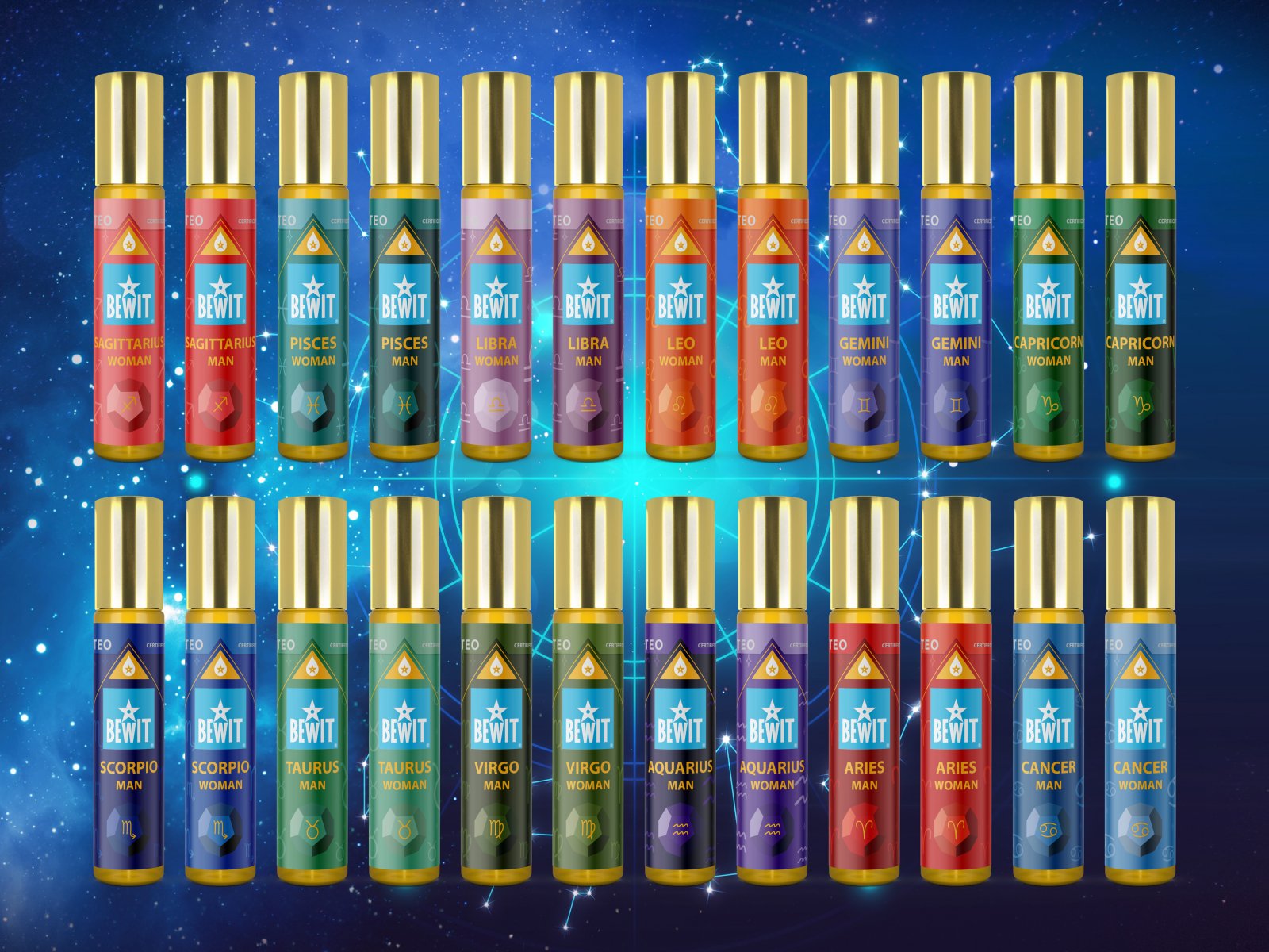 BEWIT® Zodiac Sign Set - 24 roll-on oil perfumes - 1
