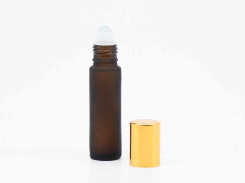 BEWIT Roll-on fľaštička hnedá matná, 10 ml, zlatý uzáver -  - 3