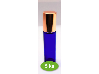 BEWIT Roll-on lahvička modrá lesklá, 10 ml, zlatý uzávěr - 5 ks