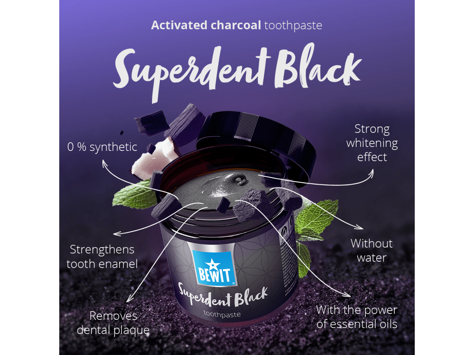 BEWIT Superdent Black - Activated charcoal toothpaste - 6