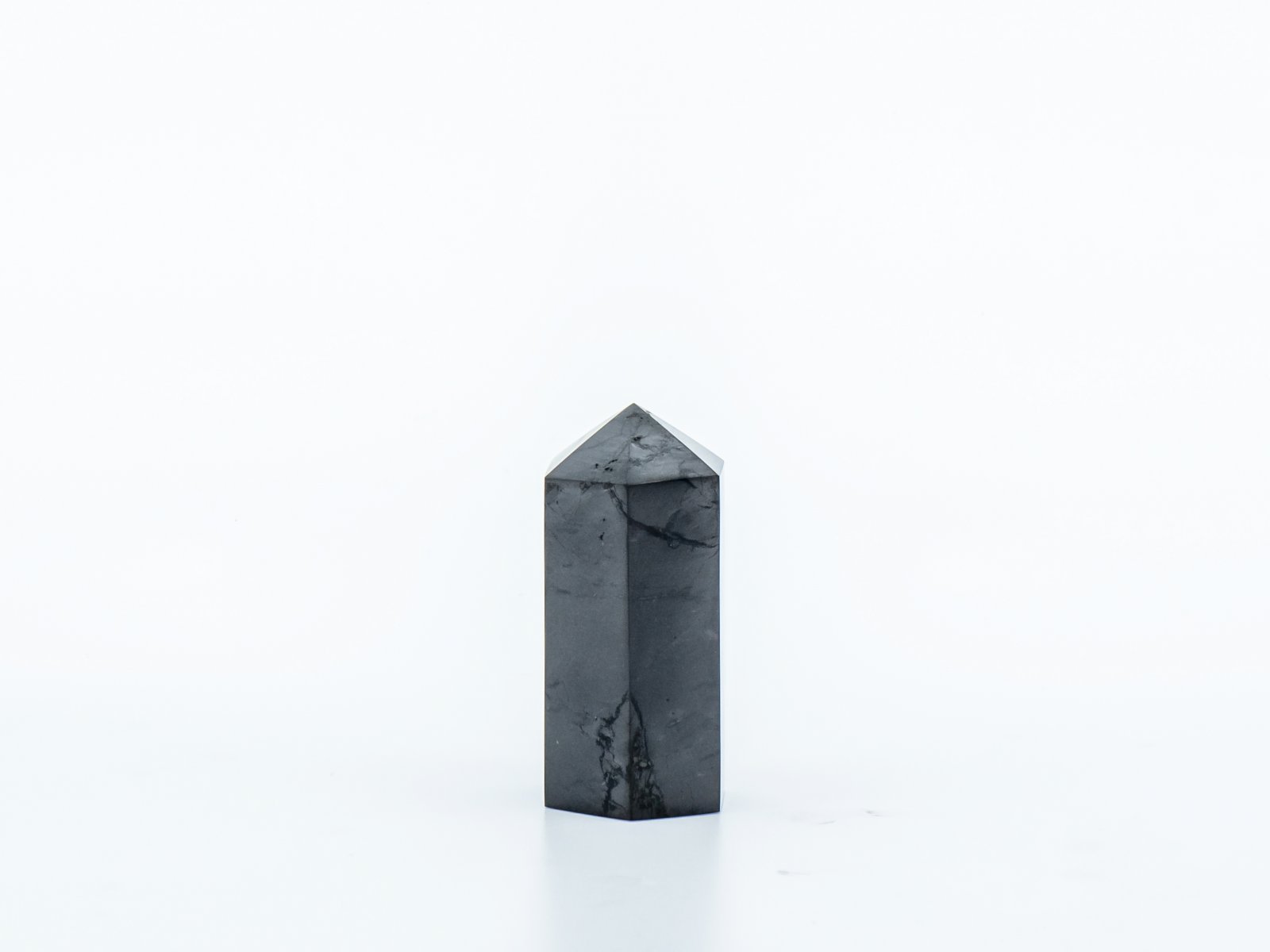 Shunghite obelisk, polished, faceted -  - 2