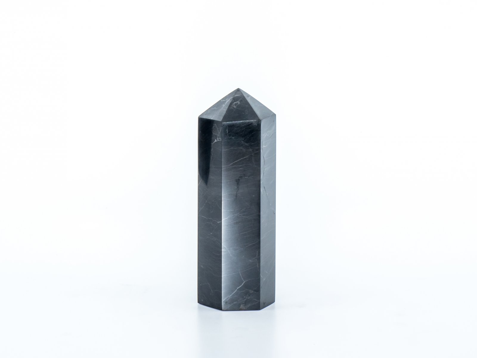 Shunghite obelisk, polished, faceted -  - 1